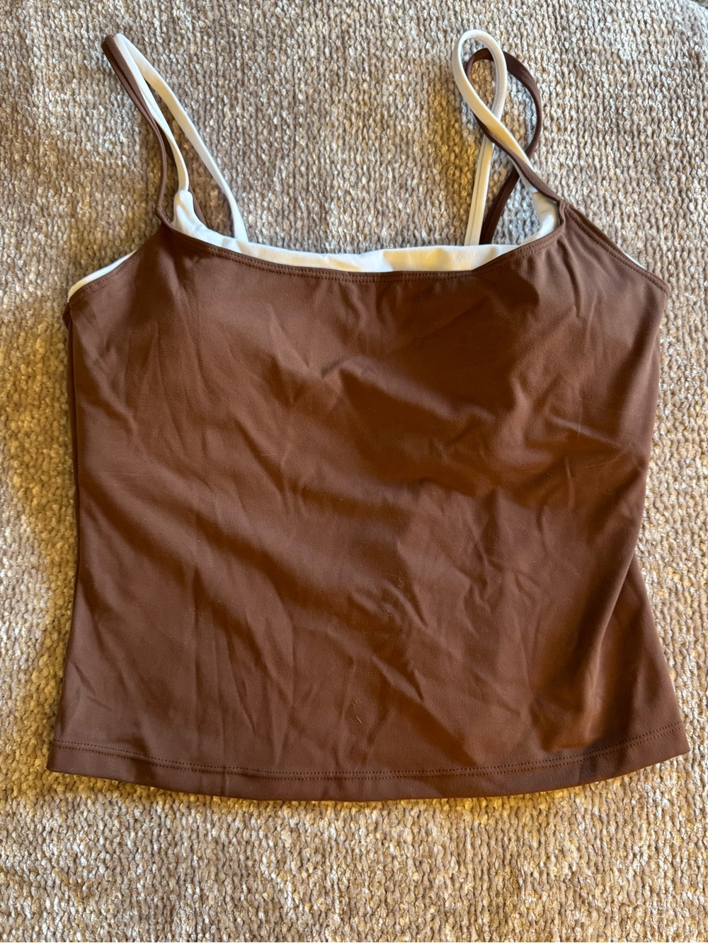 Wilo brown and white double lined tank top